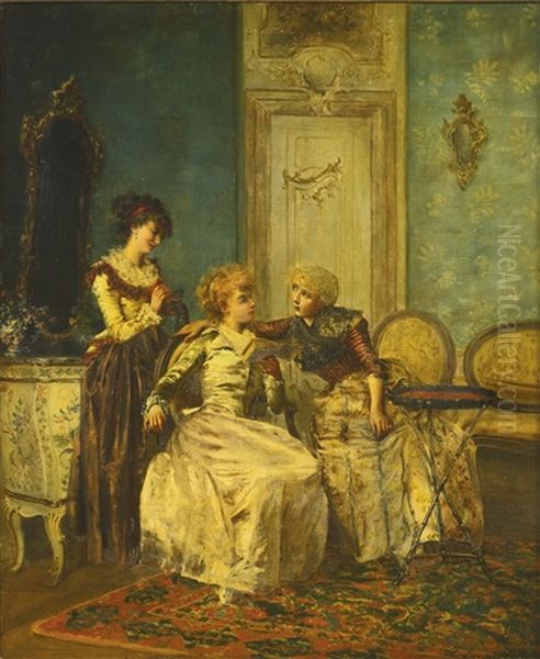 The Day's News Oil Painting by Francois Brunery