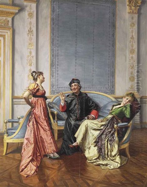 Entertaining The Cardinal Oil Painting by Francois Brunery