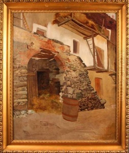 Cour De Ferme Oil Painting by Francois Brunery