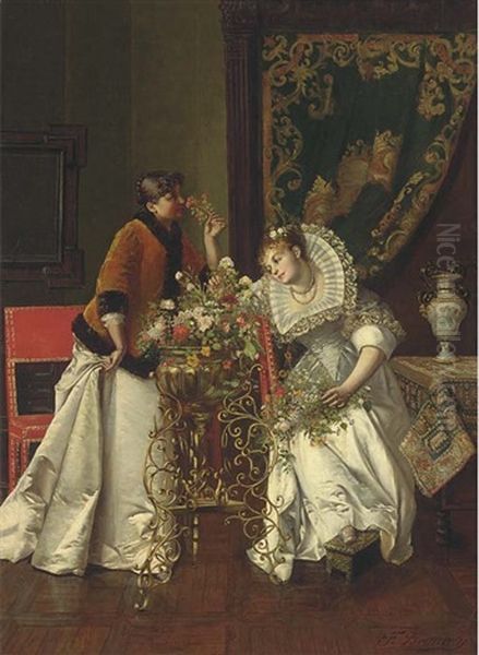 The Flower Arrangers Oil Painting by Francois Brunery