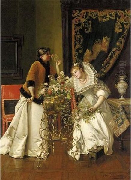 A Flower Arrangement Oil Painting by Francois Brunery