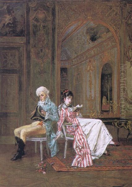 The Flirtation Oil Painting by Francois Brunery