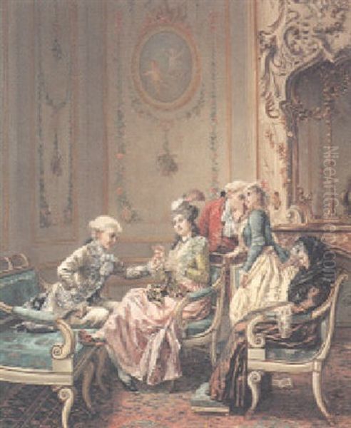 Courtship Oil Painting by Francois Brunery