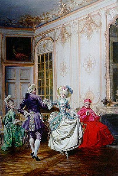 Les Receptions Du Cardinal Oil Painting by Francois Brunery