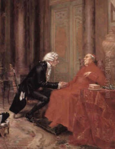 An Audience With The Cardinal Oil Painting by Francois Brunery