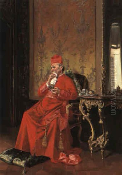 The Contented Cardinal Oil Painting by Francois Brunery