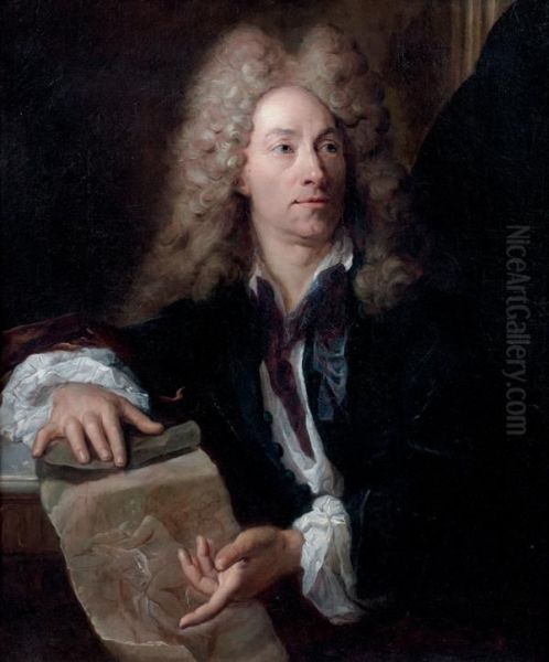 Portrait De Louis De Boullogne (1654 - 1733) Oil Painting by Gilles Allou