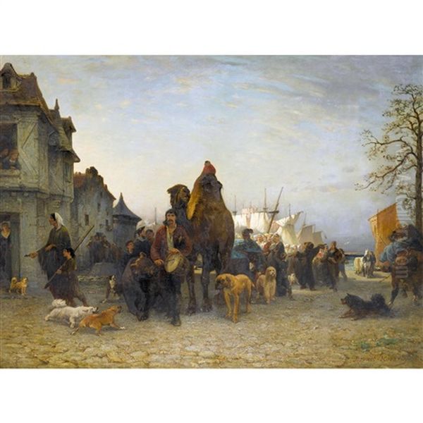 Bateleurs Valaques Avec Leur Animaux Oil Painting by Pierre Auguste Brunet-Houard