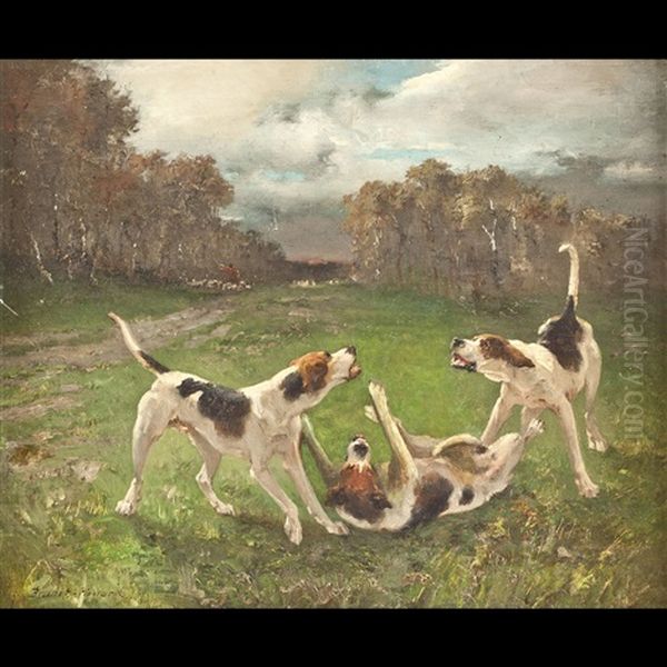 Il Gioco Dei Cani Oil Painting by Pierre Auguste Brunet-Houard