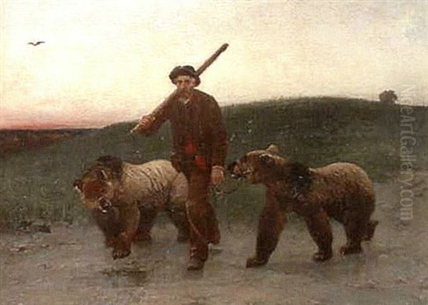 Le Montreur D'ours Oil Painting by Pierre Auguste Brunet-Houard