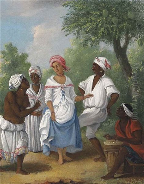 A Negroe's Dance In The Island Of Dominica Oil Painting by Agostino Brunias