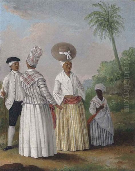 Free Coloured Women Of Dominica With An Attendant Oil Painting by Agostino Brunias