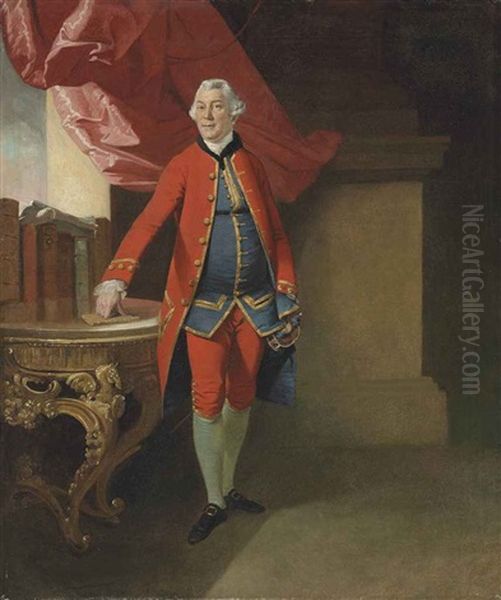 Portrait Of Sir William Young, 1st Baronet (1724/5-1788), Governor Of St Dominica, Full-length, In Uniform Oil Painting by Agostino Brunias