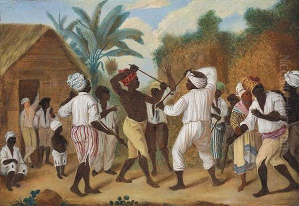 A Cudgelling Match Between English And French Negroes In The Island Of Dominica Oil Painting by Agostino Brunias