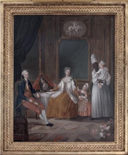 Portrait De Famille Accompagnee D'une Nourrice Tenant Un Enfant Dans Ses Bras Oil Painting by Agostino Brunias