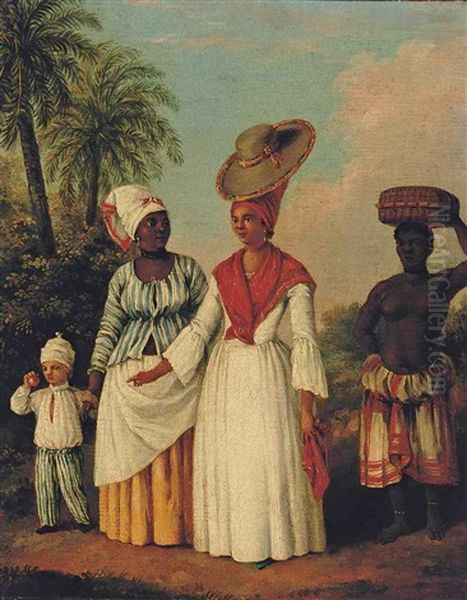 A Free Woman Of Color And Her Child With Attendants, Dominica by Agostino Brunias