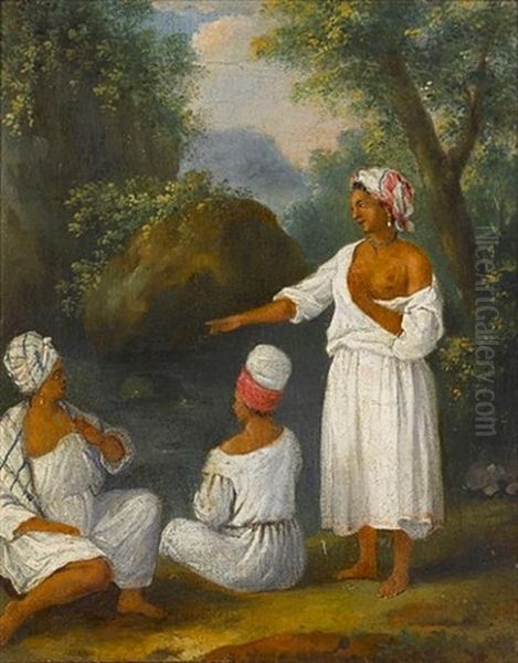 Free Women Of Dominica By A Stream Oil Painting by Agostino Brunias