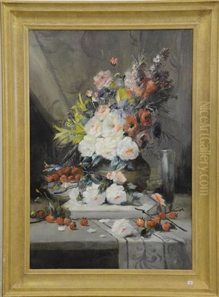 Bouquet De Fleurs Oil Painting by Charles Brunin