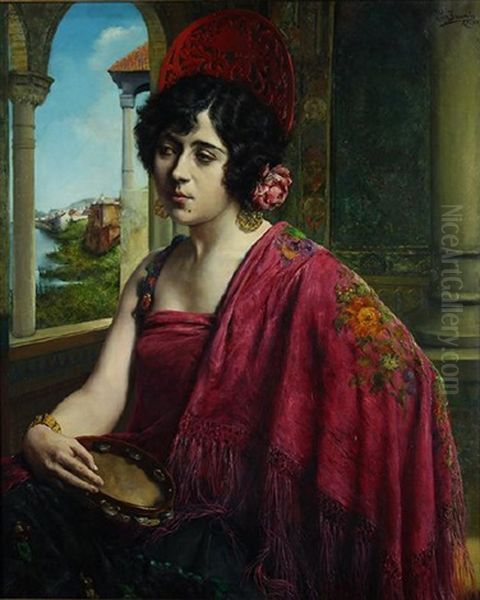 Spanish Beauty Oil Painting by Leon de Meutter Brunin