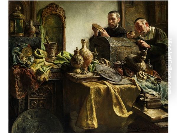 In Der Raritatenkammer Oil Painting by Leon de Meutter Brunin