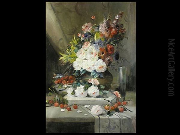 Blumenstillleben Oil Painting by Leon de Meutter Brunin