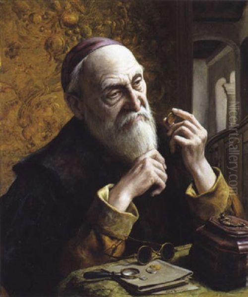 De Numismaat Oil Painting by Leon de Meutter Brunin