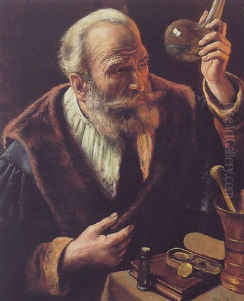 The Alchemist Oil Painting by Leon de Meutter Brunin