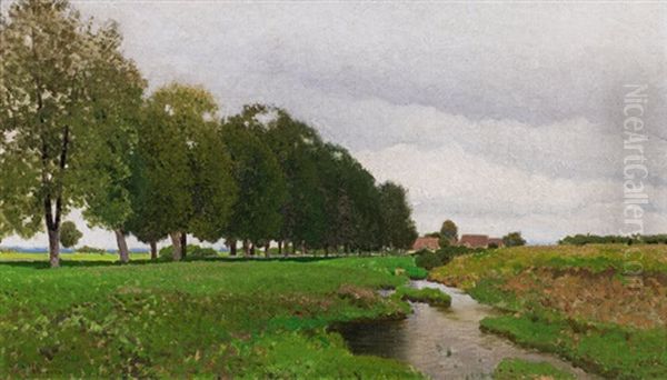 Landscape With A Creek In Lower Austria Oil Painting by Ferdinand Brunner