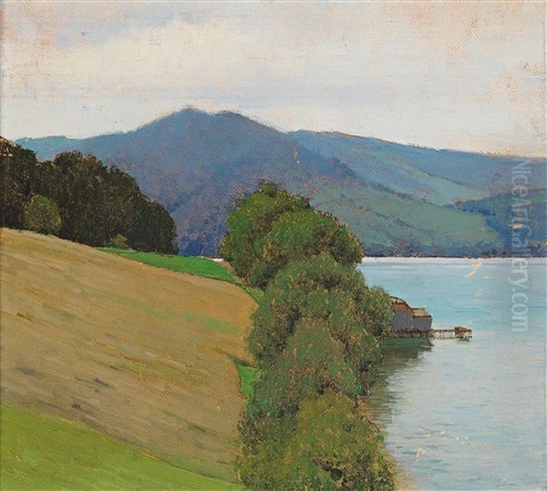 Am Attersee - At Lake Attersee Oil Painting by Ferdinand Brunner