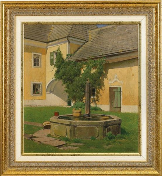 Pfarrhof In Grunau/oo Oil Painting by Ferdinand Brunner