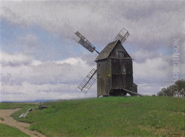 Windmuhle (kottmarsdorf) Oil Painting by Ferdinand Brunner