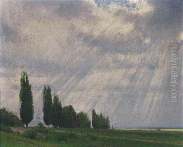 Regen Oil Painting by Ferdinand Brunner