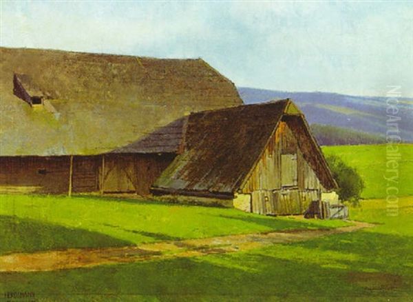 Scheune Im Waldviertel Oil Painting by Ferdinand Brunner