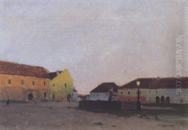 Dorfplatz In Niederosterreich Oil Painting by Ferdinand Brunner