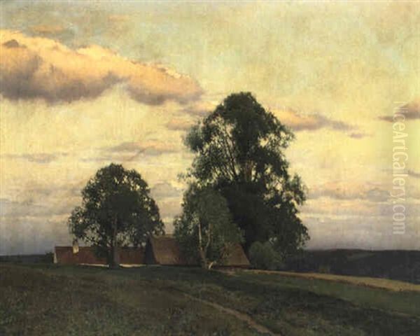 Waldviertler Bauernhof Oil Painting by Ferdinand Brunner