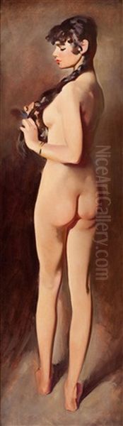 Standing Nude Oil Painting by Frederick Sands Brunner