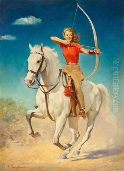 The Archer (magazine Cover For Star Weekly) Oil Painting by Frederick Sands Brunner