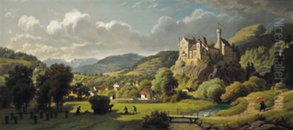 Ernte Am Fuse Einer Burg Oil Painting by Hans Brunner