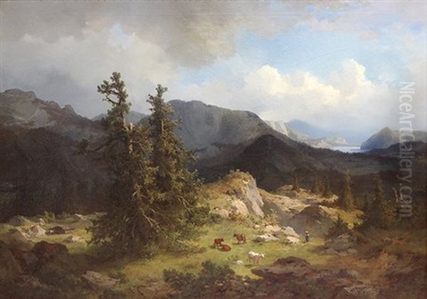 Untitled (alpine Landscape) Oil Painting by Joseph Brunner