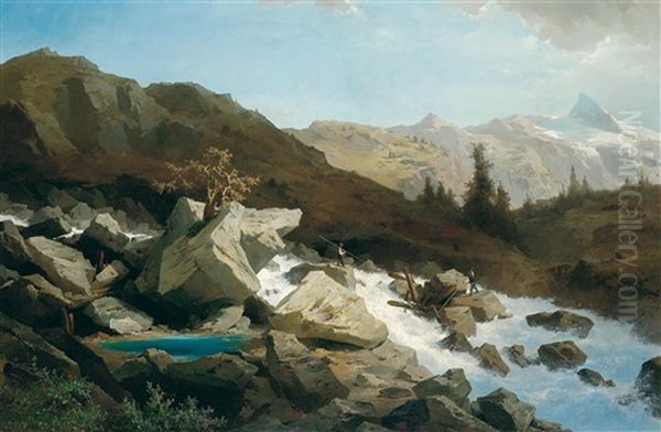 Wildbach, Parthie Aus Oberkarnthen Oil Painting by Joseph Brunner