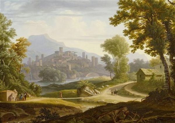 Italienische Ansicht, Wohl Sizilien Oil Painting by Salomon Brunner