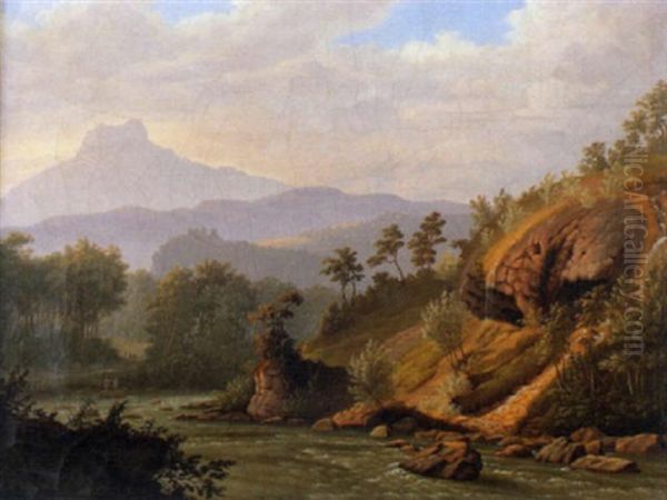 Flusslandschaft Oil Painting by Salomon Brunner