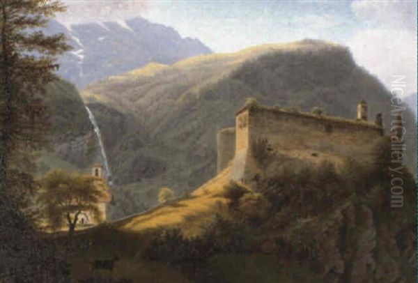 Blick Auf Das Schlos Misox Oil Painting by Salomon Brunner