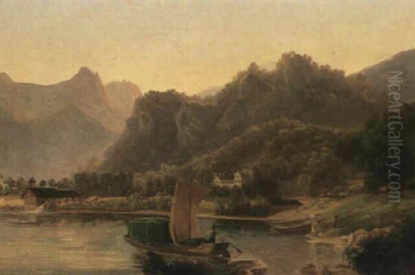 Parthie Am Wallenstadtersee Oil Painting by Salomon Brunner