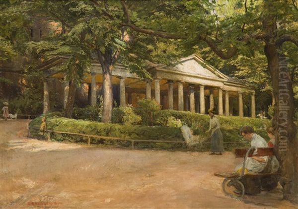 Frantiskov Park In Brno (now Known As Denisovy Sady) Oil Painting by Samuel Brunner