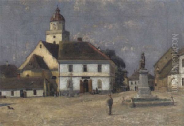 Stadtplatz Mit Figurlicher Staffage Oil Painting by Samuel Brunner