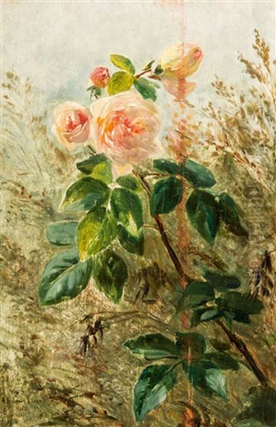 Rosenstuck Mit Wildgrasern Oil Painting by Emile-Henri Brunner-Lacoste