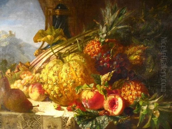 Still Life With Fruit Oil Painting by Emile-Henri Brunner-Lacoste