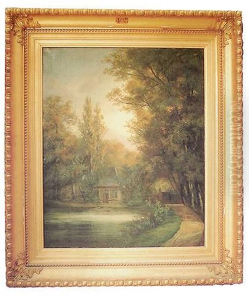 Paysage A La Maison Du Lac Oil Painting by Emile-Henri Brunner-Lacoste