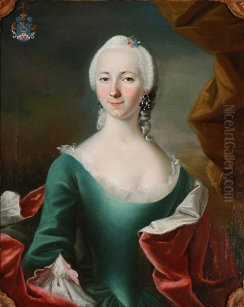 Portrait Of Anna Margrethe Benzon Oil Painting by Andreas Pedersen Bruenniche